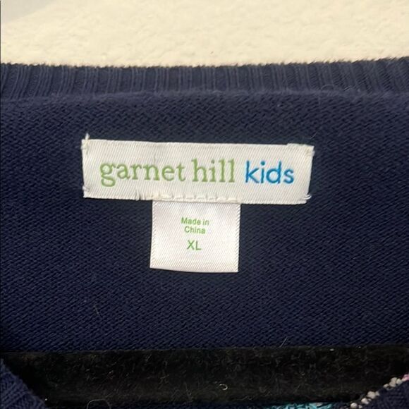 Garnet Hill Navy and White Patterned Sweater - Picture 2 of 6